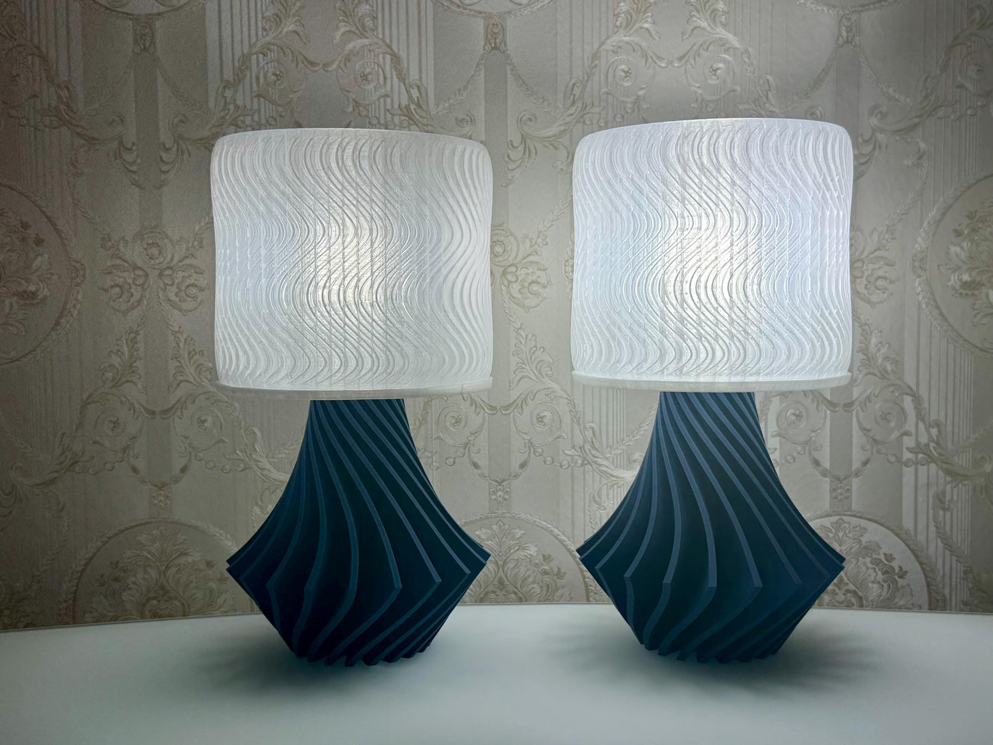 Handgefertigtes Lampen mit modernem 3D-Design | Blau & Weiß | Zemer-Technik - Blau
