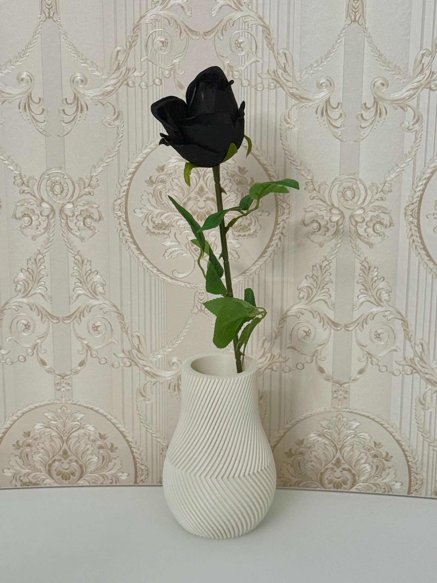3er-Set handgefertigte Vasen in Weiß | Modernes 3D-Streifen-Design | Zemer-Technik - Weiß