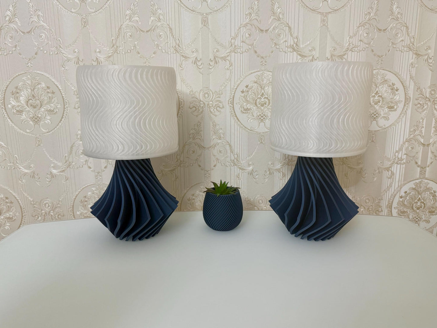 Handgefertigtes Lampen mit modernem 3D-Design | Blau & Weiß | Zemer-Technik - Blau