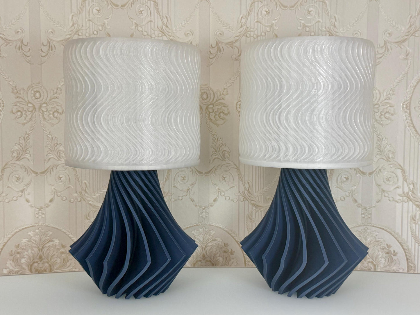 Handgefertigtes Lampen mit modernem 3D-Design | Blau & Weiß | Zemer-Technik - Blau