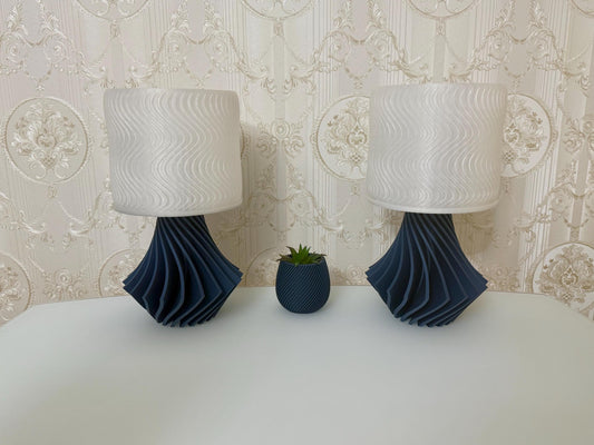 Handgefertigtes Lampen mit modernem 3D-Design | Blau & Weiß | Zemer-Technik - Blau