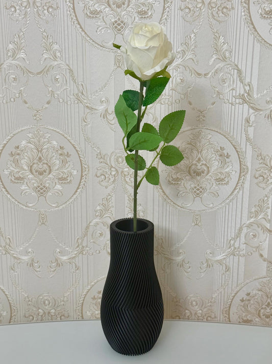 Handgefertigte Vasen in Schwarz | Modernes 3D-Streifen-Design | Zemer-Technik - Schwarz