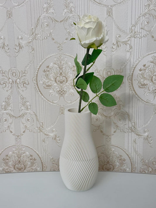Handgefertigte Vasen in Weiß | Modernes 3D-Streifen-Design | Zemer-Technik - Weiß
