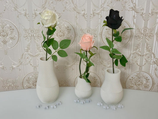 Handgefertigte Vasen in Weiß | Modernes 3D-Streifen-Design | Zemer-Technik - Weiß