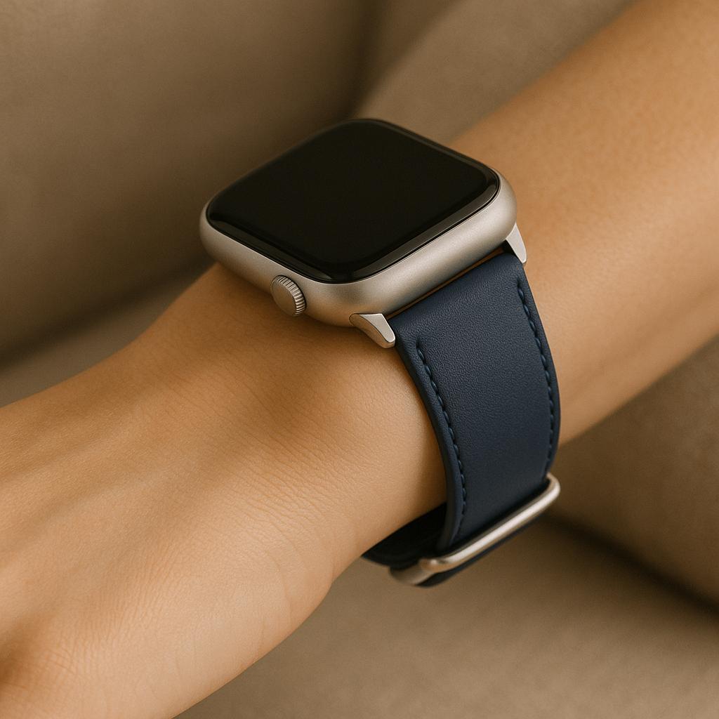 Apple Watch Lederarmband – Klassisches Design mit Metallschließe – 38–45mm – hochwertiges Kunstleder in vielen Farben