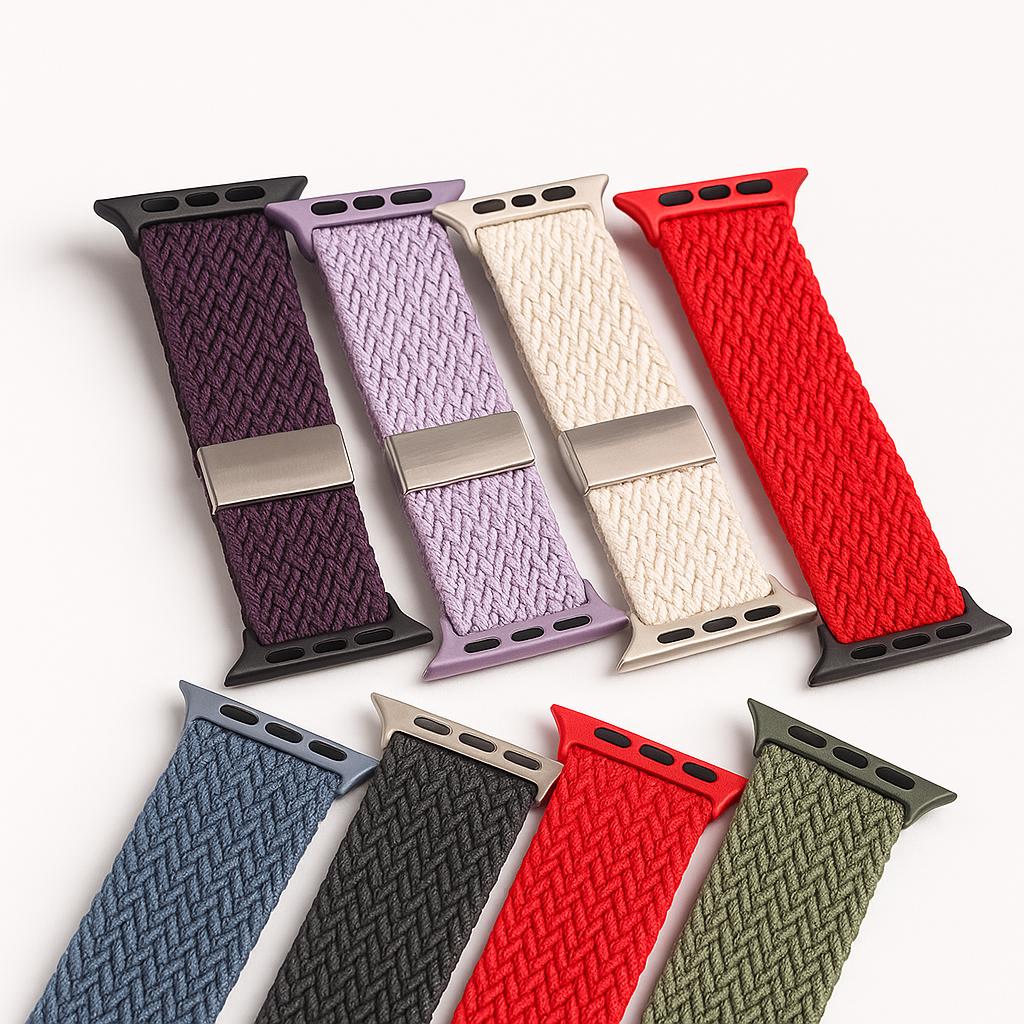Geflochtenes Apple Watch Armband – Magnetverschluss – hochwertiges Nylonband – 38–45mm – viele Farben – komfortabel & stilvoll