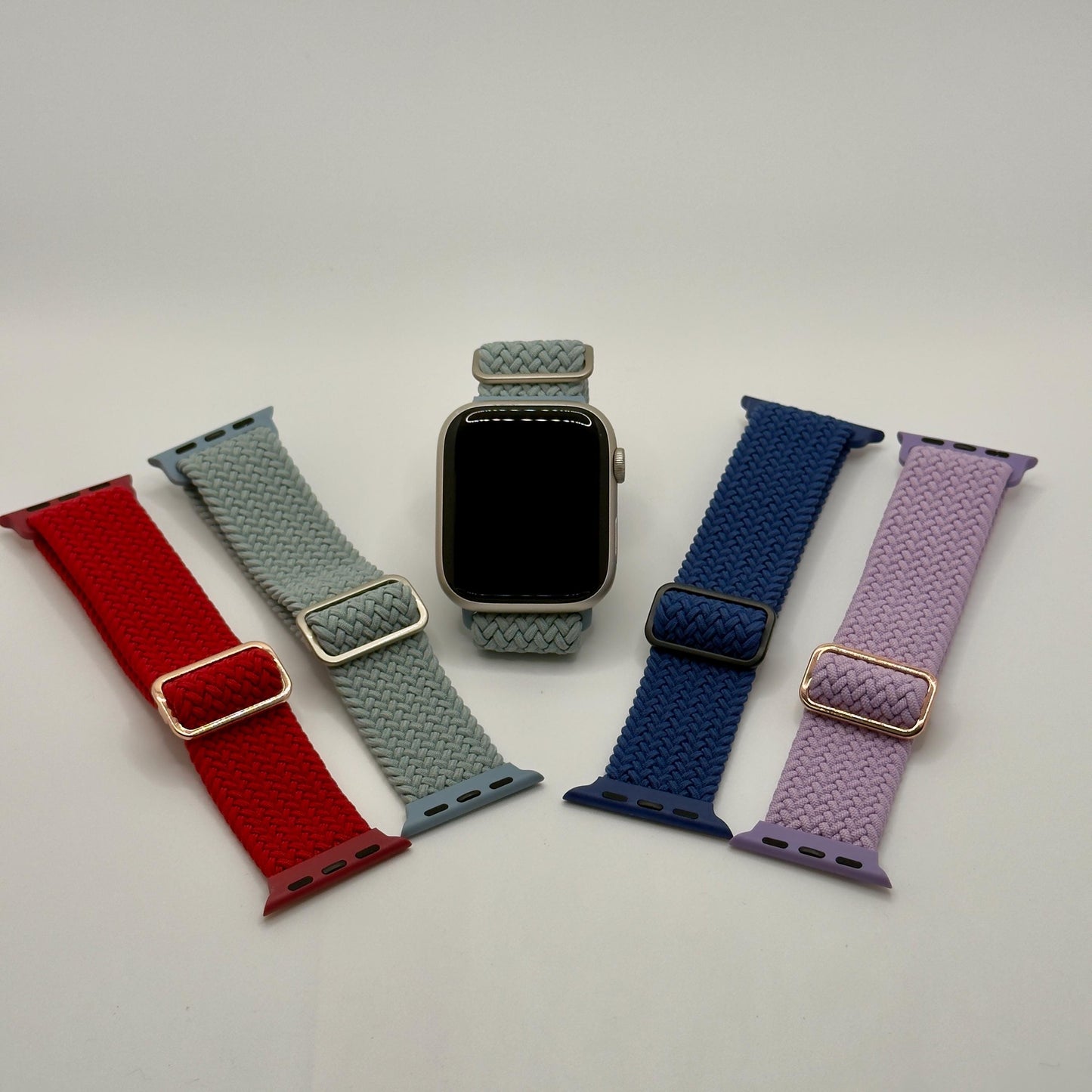 Geflochtenes Apple Watch Armband – Verstellbares Nylon  Solo Loop Stil – kompatibel mit 38–45mm – viele Farben (Lavendel, Blau, Mint, Rot)