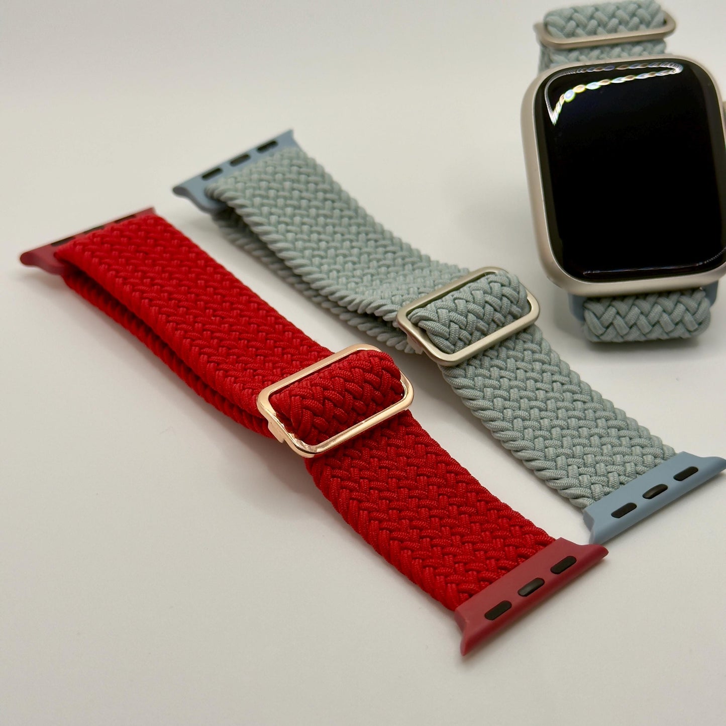 Geflochtenes Apple Watch Armband – Verstellbares Nylon  Solo Loop Stil – kompatibel mit 38–45mm – viele Farben (Lavendel, Blau, Mint, Rot)