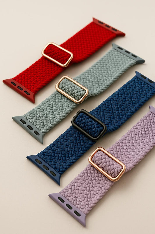 Geflochtenes Apple Watch Armband – Verstellbares Nylon  Solo Loop Stil – kompatibel mit 38–45mm – viele Farben (Lavendel, Blau, Mint, Rot)