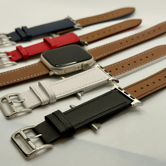 Apple Watch Lederarmband – Klassisches Design mit Metallschließe – 38–45mm – hochwertiges Kunstleder in vielen Farben