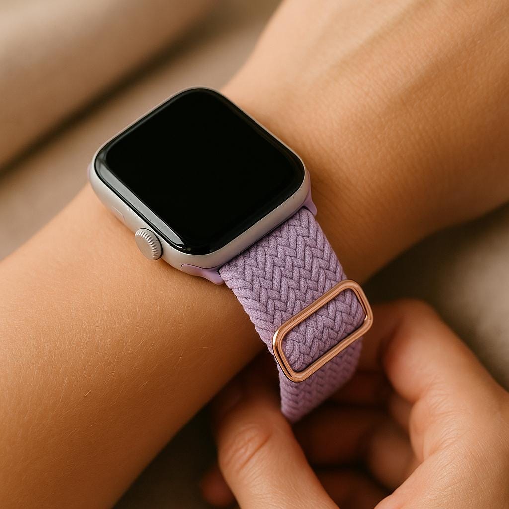 Geflochtenes Apple Watch Armband – Verstellbares Nylon  Solo Loop Stil – kompatibel mit 38–45mm – viele Farben (Lavendel, Blau, Mint, Rot)