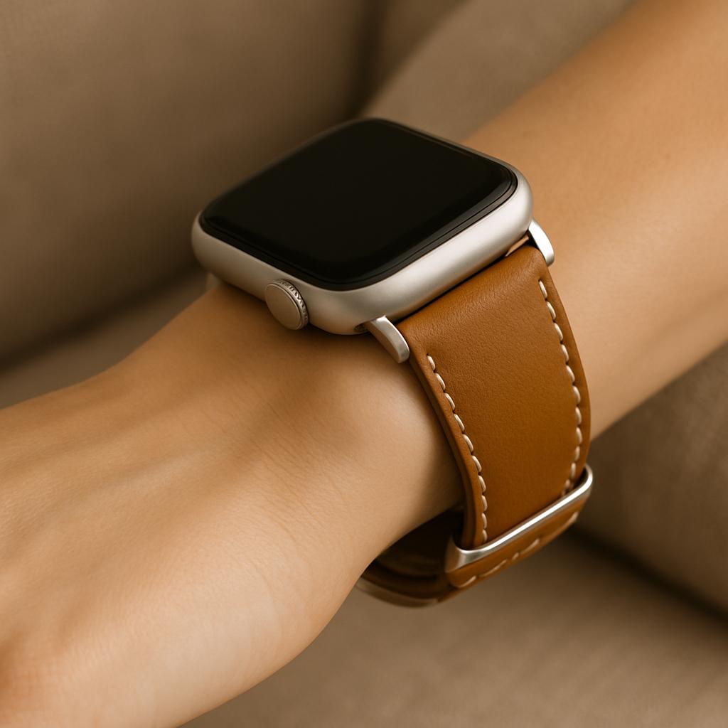 Apple Watch Lederarmband – Klassisches Design mit Metallschließe – 38–45mm – hochwertiges Kunstleder in vielen Farben