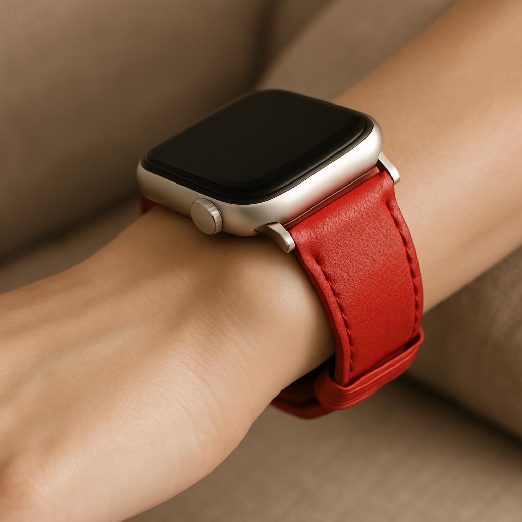 Apple Watch Lederarmband – Klassisches Design mit Metallschließe – 38–45mm – hochwertiges Kunstleder in vielen Farben